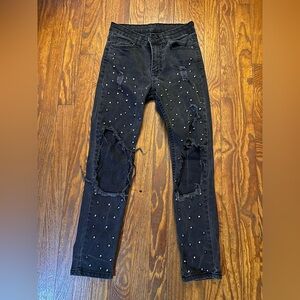 🖤⛓️ Black Skinny Distressed Jeans with metallic studs ⛓️🖤